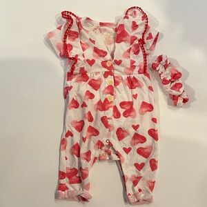 Jessica Simpson Red Heart Print Kids One Piece